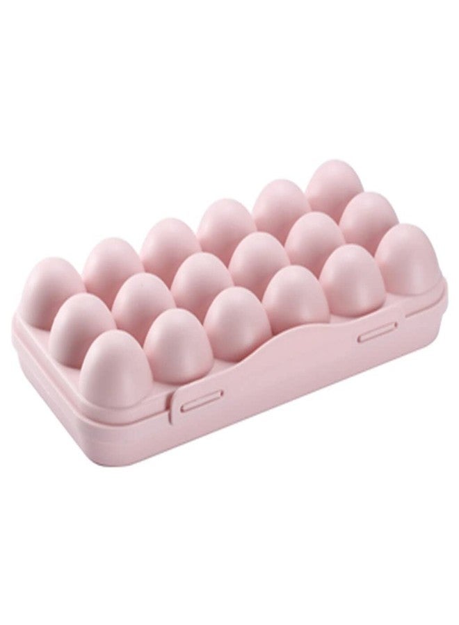 HAKKU Plastic for Fridge Egg Holder for Fridge/Freezer, Stackable Egg Tray With Lid, Egg Storage Box Carrier, BPA-Free Fridge Organizer 18 Grid Eggs (Pink, MIN 2 Quantity) - Image 2